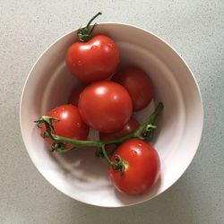 High angle view of tomatoes in bowl