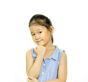 Portrait of a smiling girl over white background