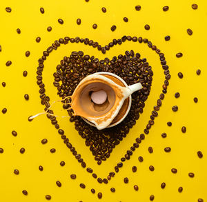 High angle view of coffee cup