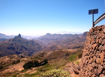 Scenic view of mountains against clear sky