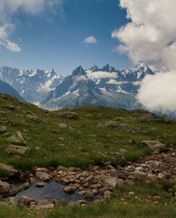 Scenic view of mountains against sky