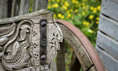 Close-up of metal structure in park