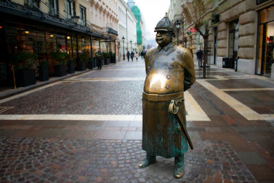 Rear view of woman walking on street