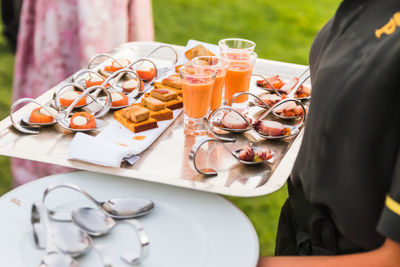 Close-up of food served on table in restaurant