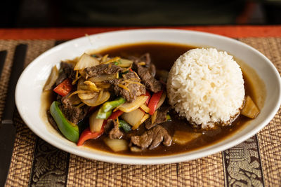 Close-up of meal served in bowl