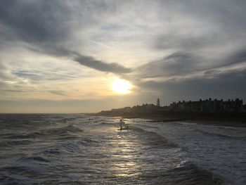 Scenic view of sea during sunset