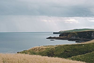 Scenic view of sea against cloudy sky