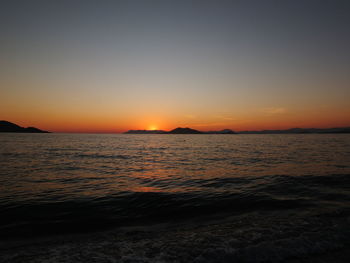 Scenic view of sea against sky during sunset