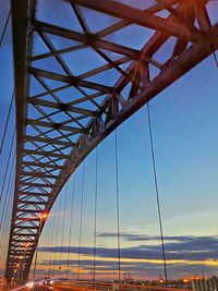 Low angle view of suspension bridge