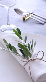 Close-up of christmas decorations on table