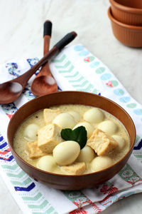 Close-up of food in bowl on table