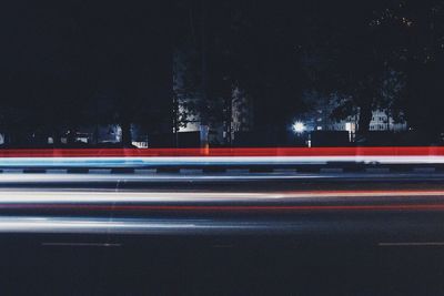 Light trails on road at night