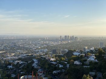 High angle view of buildings in city