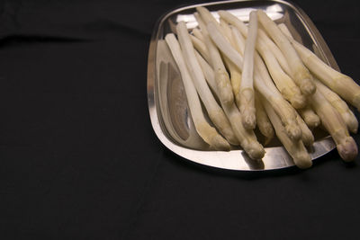 High angle view of bread in container on table