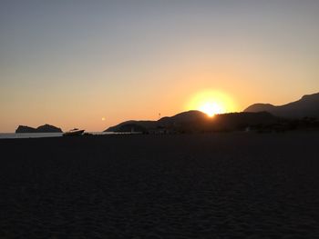 Silhouette of mountain at sunset