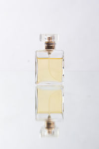 Close-up of glass bottle on table