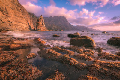 Scenic view of sea against sky during sunset