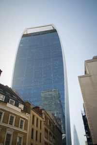 Low angle view of modern building against sky