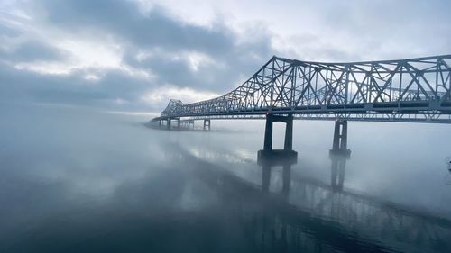 Bridge over bay against sky