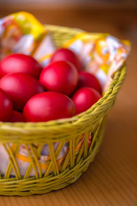 Close-up of multi colored candies in basket