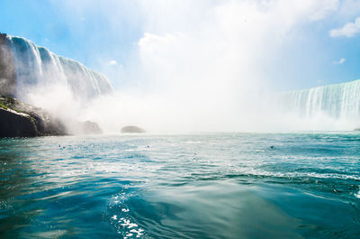 View of waterfall against sky