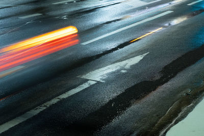 High angle view of zebra crossing on road