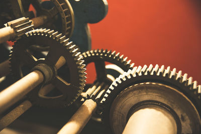 Old mechanical iron gears, parts of an ancient analogic clock
