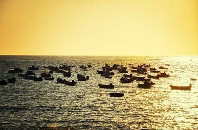 Scenic view of sea at sunset