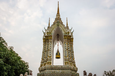 Low angle view of temple building against sky