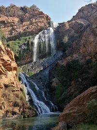 Scenic view of waterfall