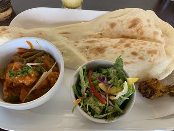 High angle view of meal served in plate