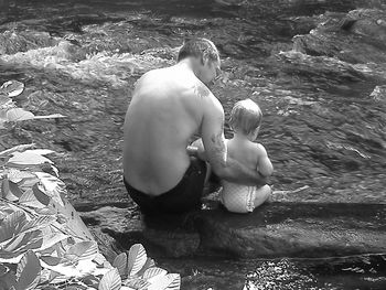Baby girl in water