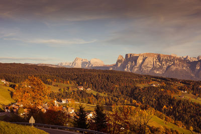 Scenic view of landscape against sky during autumn