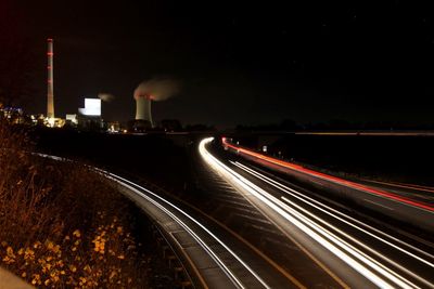 Light trails on highway at night