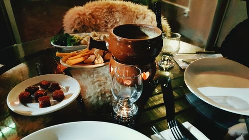 Close-up of coffee cup on table