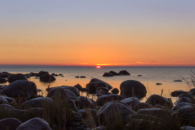Scenic view of sunset over sea