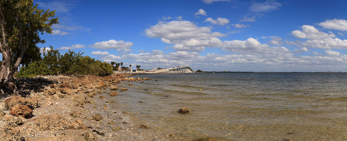 Scenic view of beach against sky