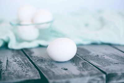 Close-up of eggs on table