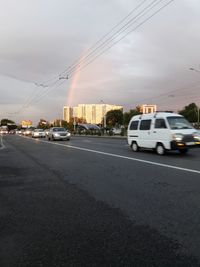 Cars on road in city