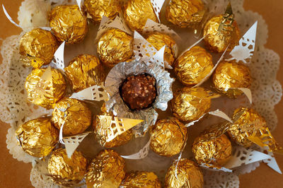 High angle view of dessert
