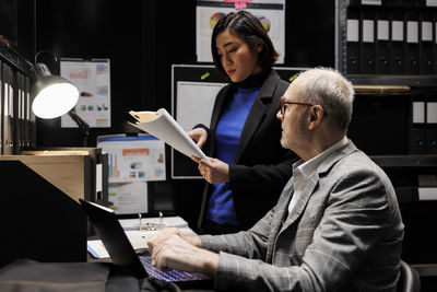 Man using digital tablet