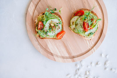 Directly above shot of food in plate on table