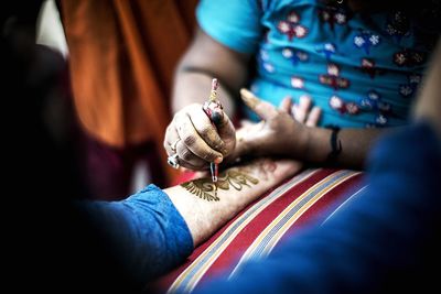 Indian traditional ceremony of henna application