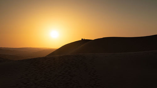 Sundown in desert. desert background.
