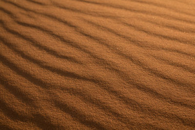 Incredible wavy diagonal patterned textured sand waves on a desert. 