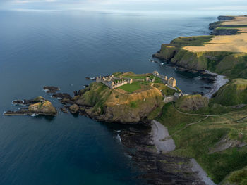 High angle view of rocks on sea