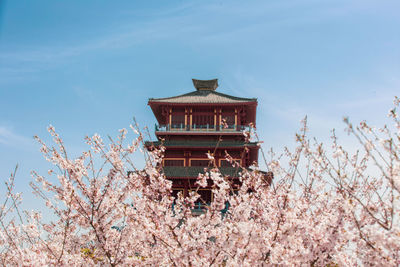 Low angle view of traditional building against sky