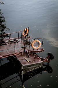 High angle view of pier by lake