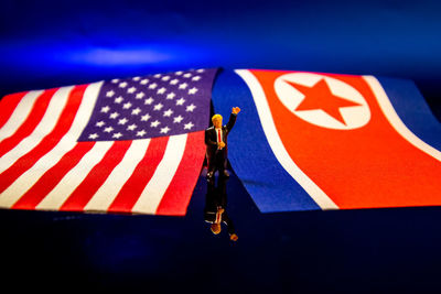 Close-up of flag against blue sky