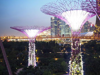View of bridge at night